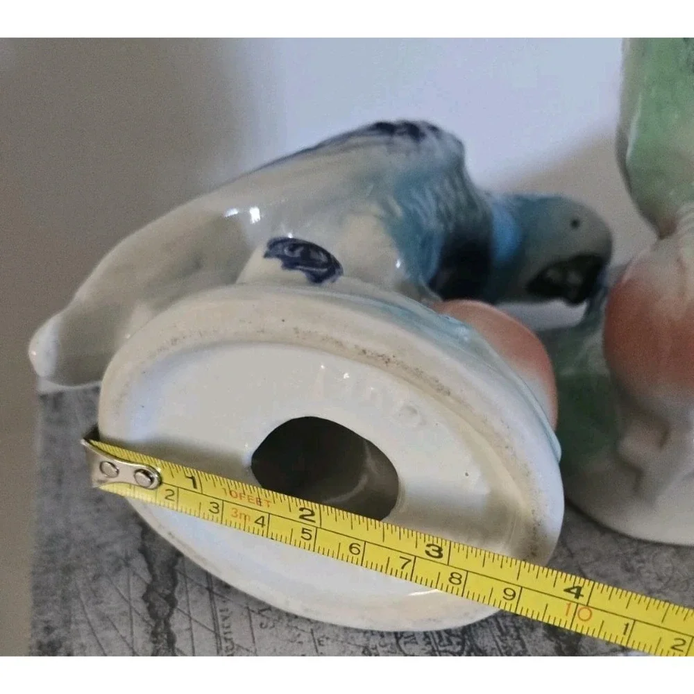 Set‎ Of 2 Vintage Porcelain Blue Parrots Figurine Brazil Pastel Colors No Chips
